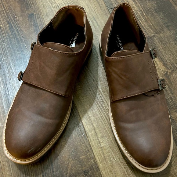 Kenneth Cole Womens Size 7 Oxford Brown Leather Shoes hook and loop closure - Picture 1 of 7